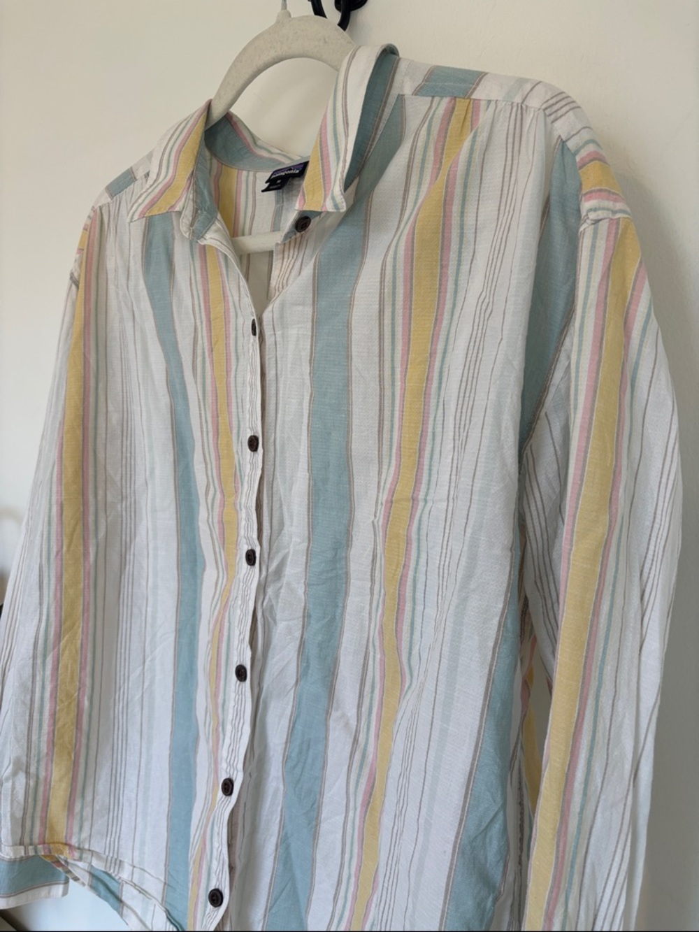 Patagonia |M| Pastel Striped Button-Up Shirt - Blue, Yellow, Pink, White - Picture 3 of 15